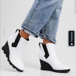 Sorel Joan Uptown chelsea mid heel boots in white